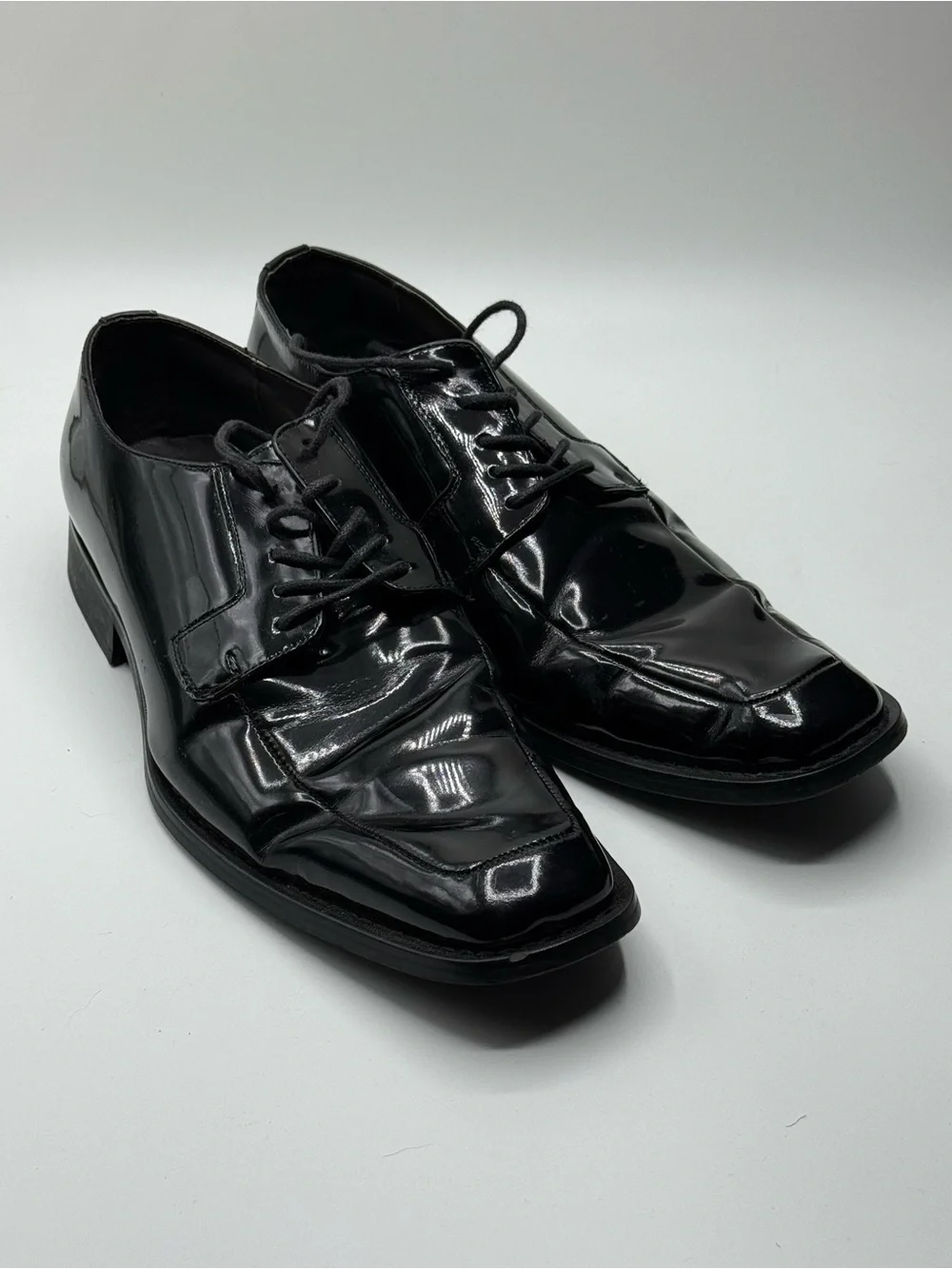 Via Spiga Black Patent Leather Lace-Up Dress Oxfords